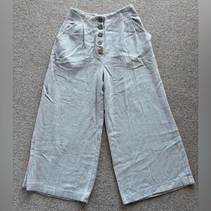 Topshop - Coco Wide Leg Crop Linen Blend Trouser